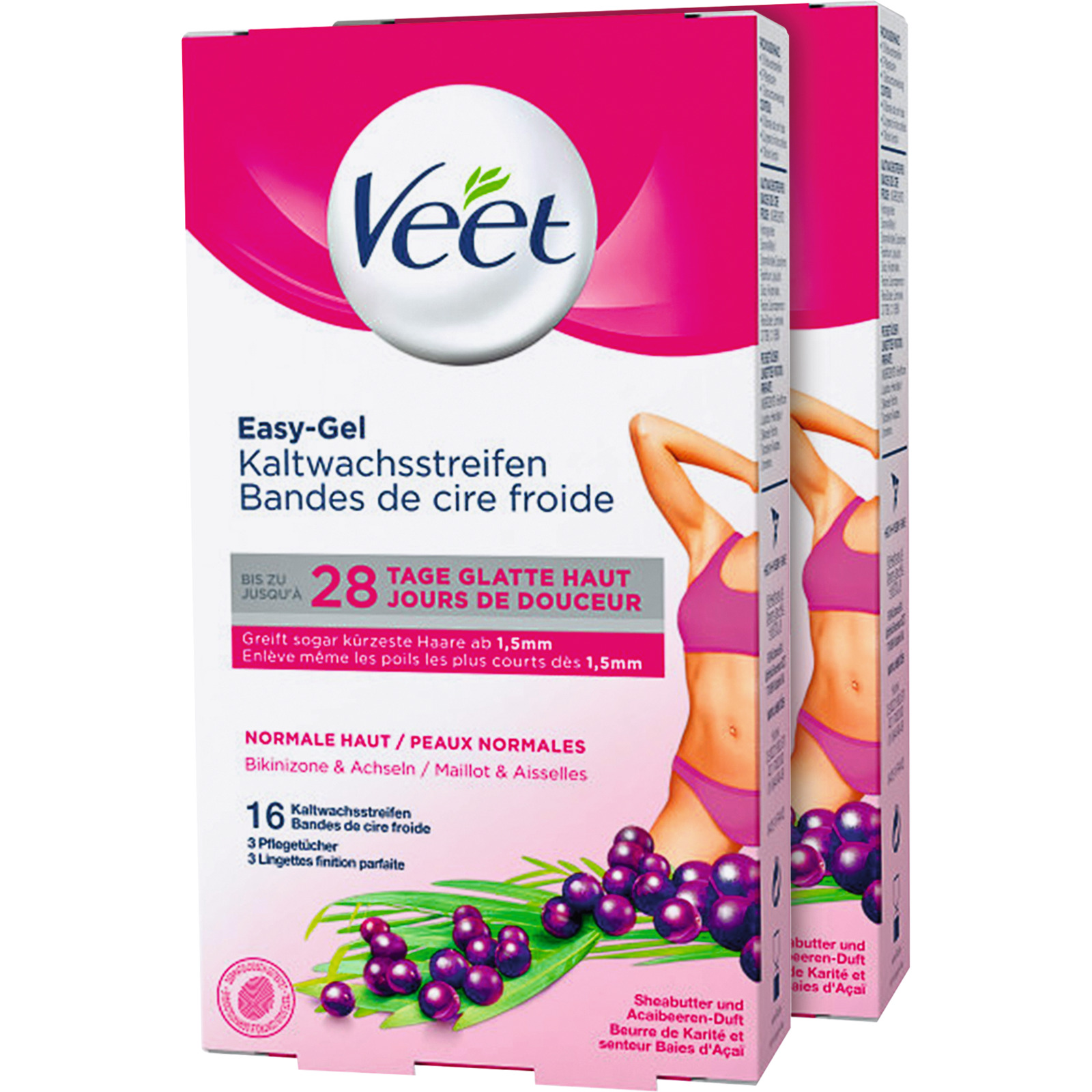 Veet Kaltwachsstreifen Bikini & Achseln 2 x 16 Stück
