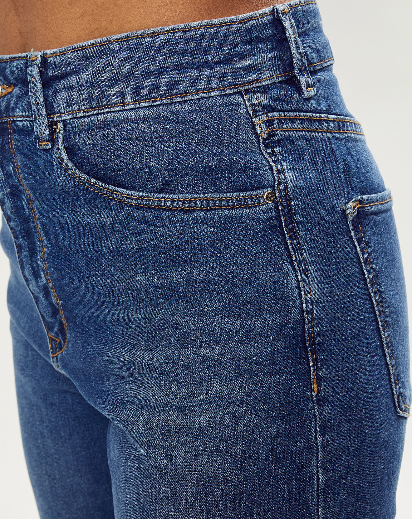 Esprit Jean Droit taille haute élastique bleu moyen