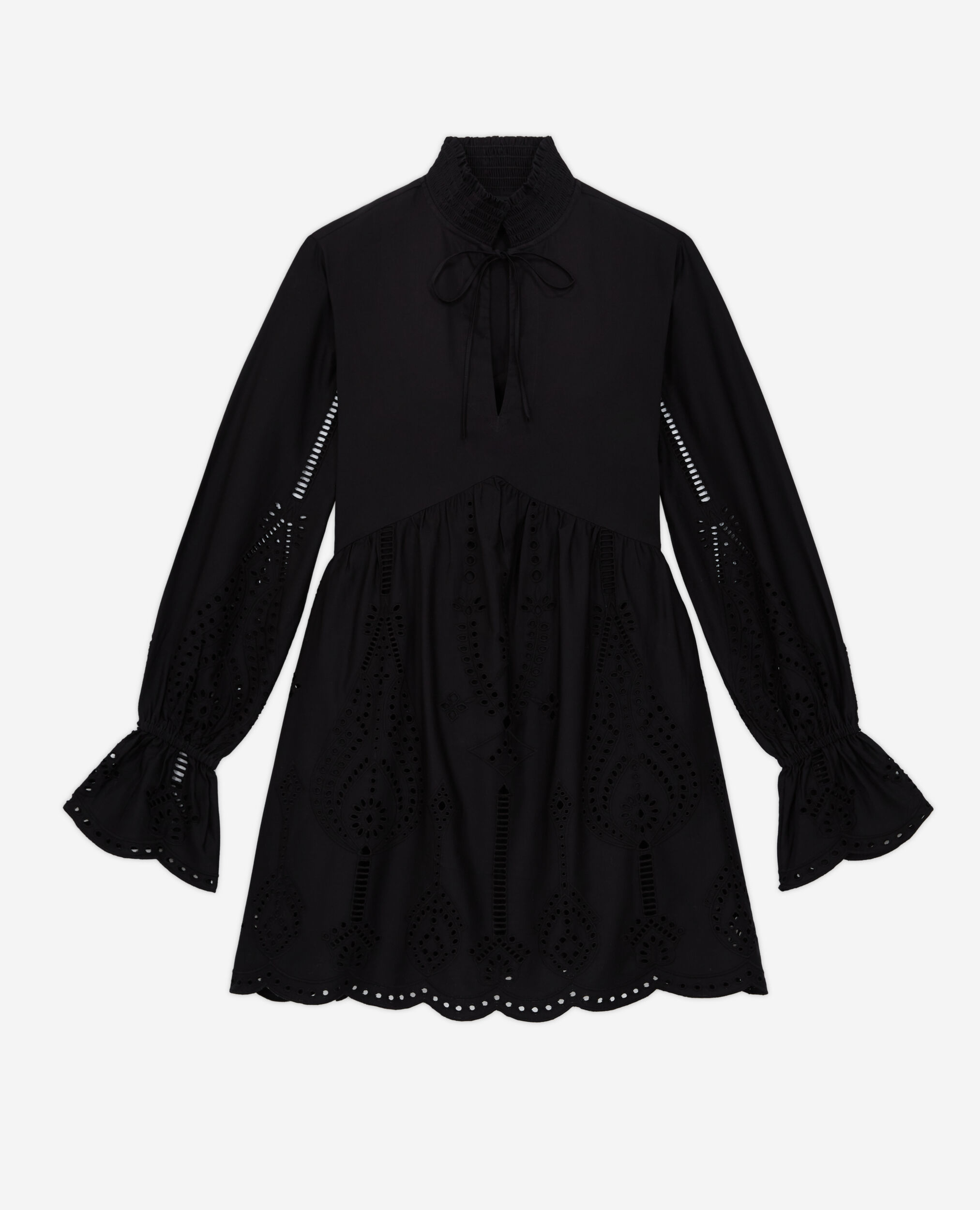 Robe courte noire avec broderie Anglaise