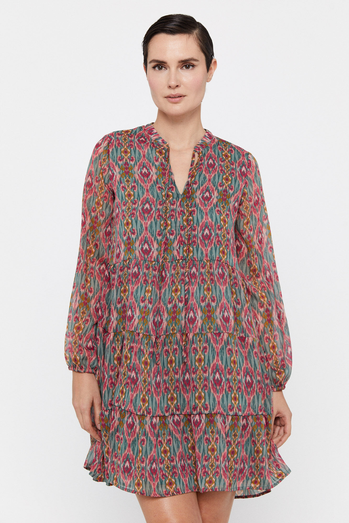 Vestido curto reciclado - Estampa verde