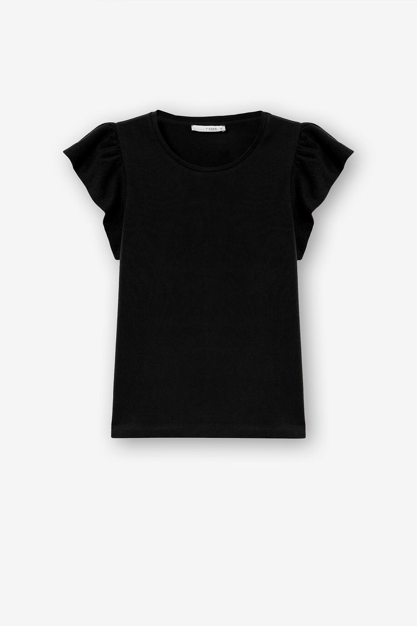 Camiseta com mangas com efeito amassado