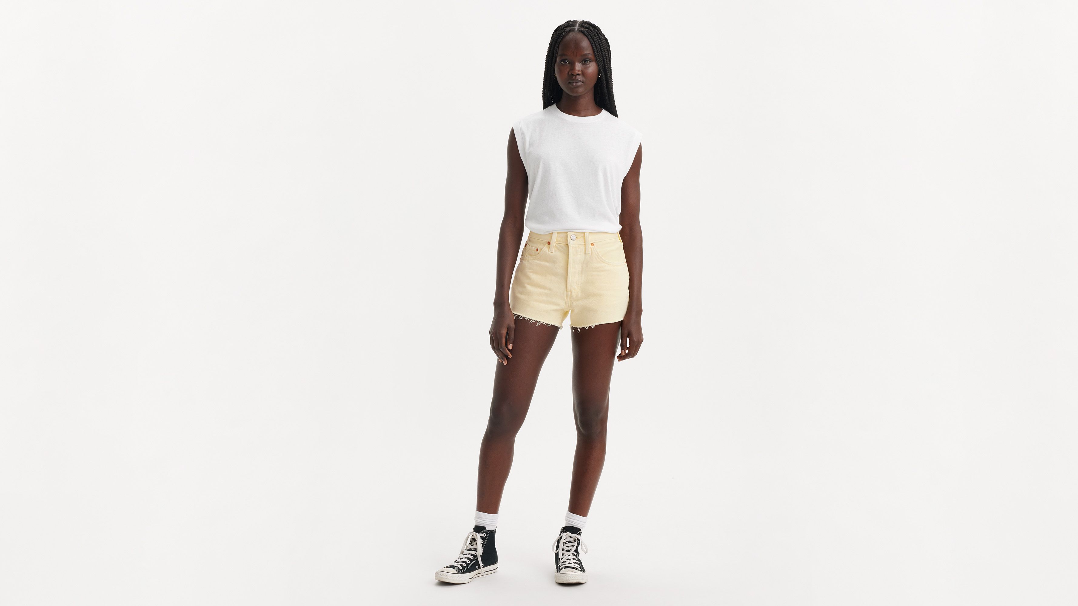 Short jean 501® Original taille haute - Dusty Anise Flower - Jaune