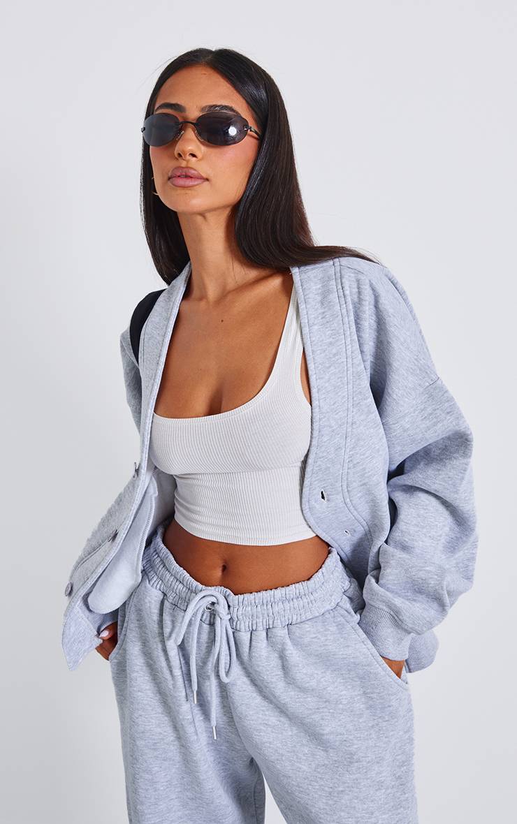 Gris Chiné Sweat Petite Avec Boutons Et Poches Latérales