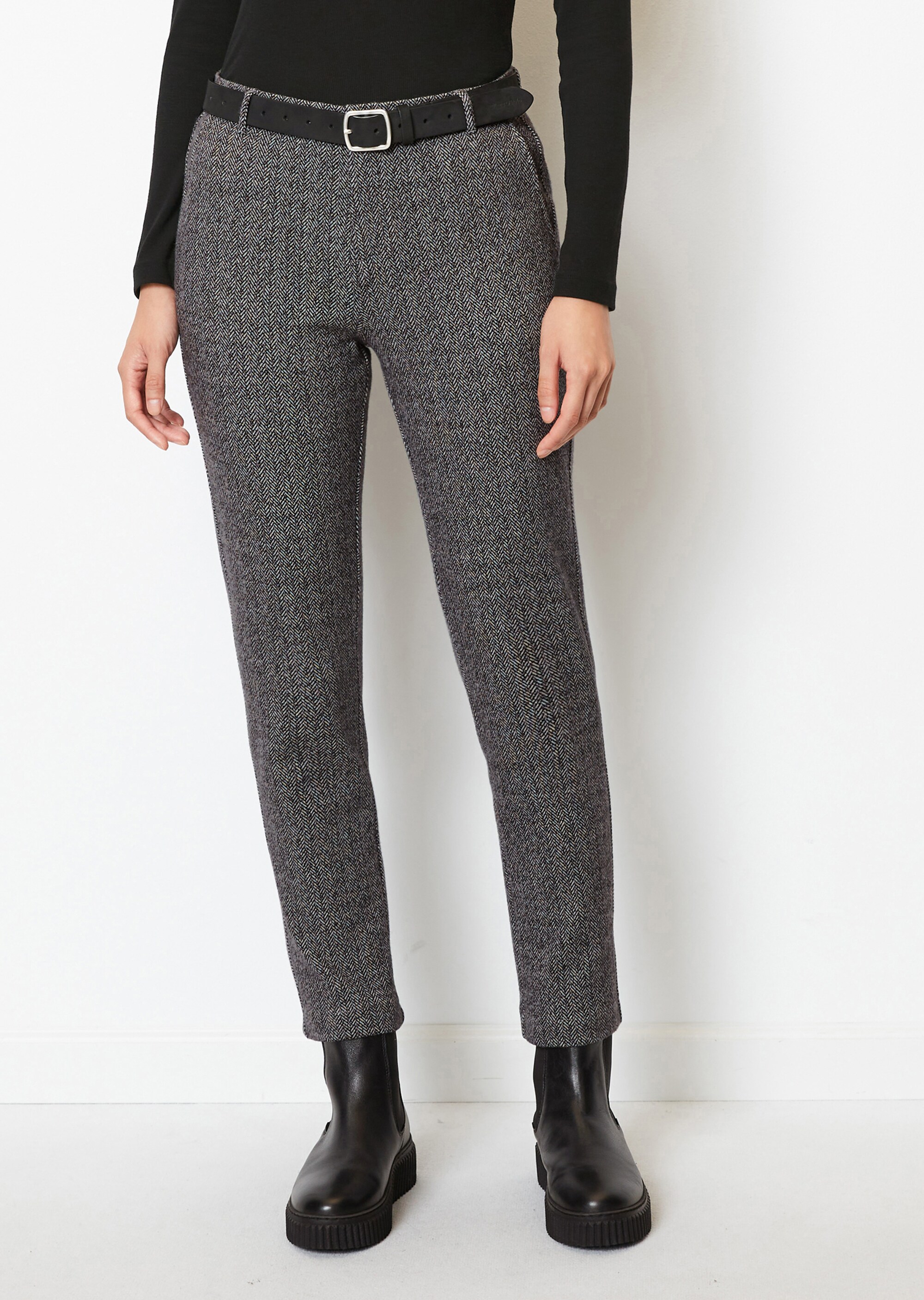 Jersey-Hose mit Fischgrätmuster aus Organic Cotton-Mix