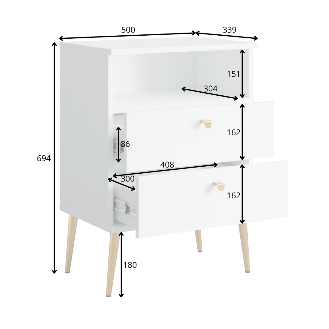 Home affaire Nachttisch »Elyria, Metallgriffe, FSC-zertifizierter Holzwerkstoff« Nachtkommode B/T/H 50/34/69cm,