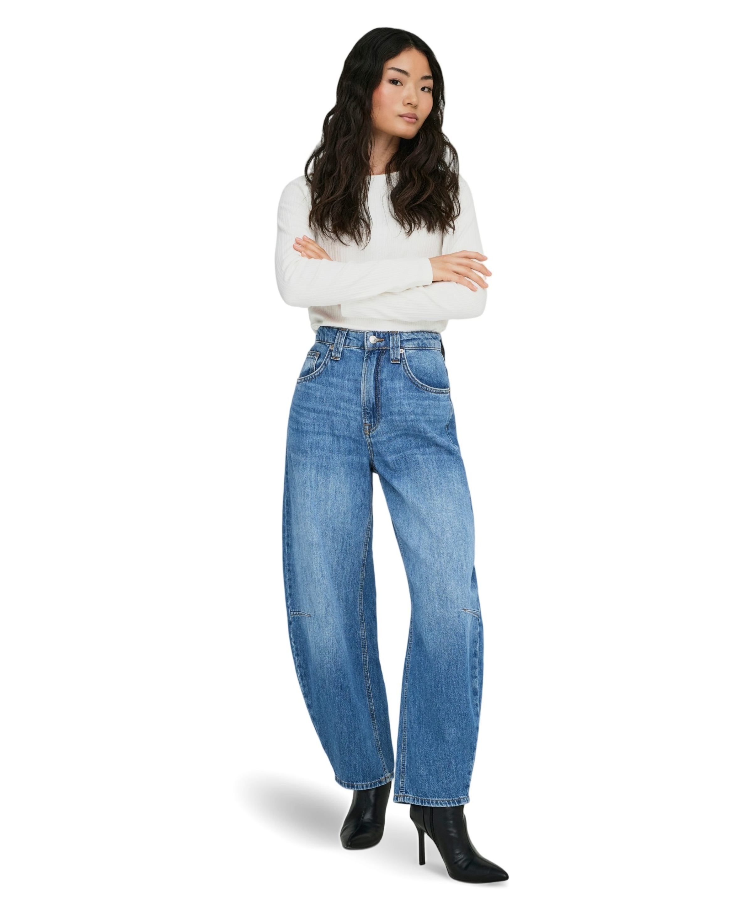 Only ONLFRANKIE HW ANK BARREL DNM DOT548 dames jeans blauw