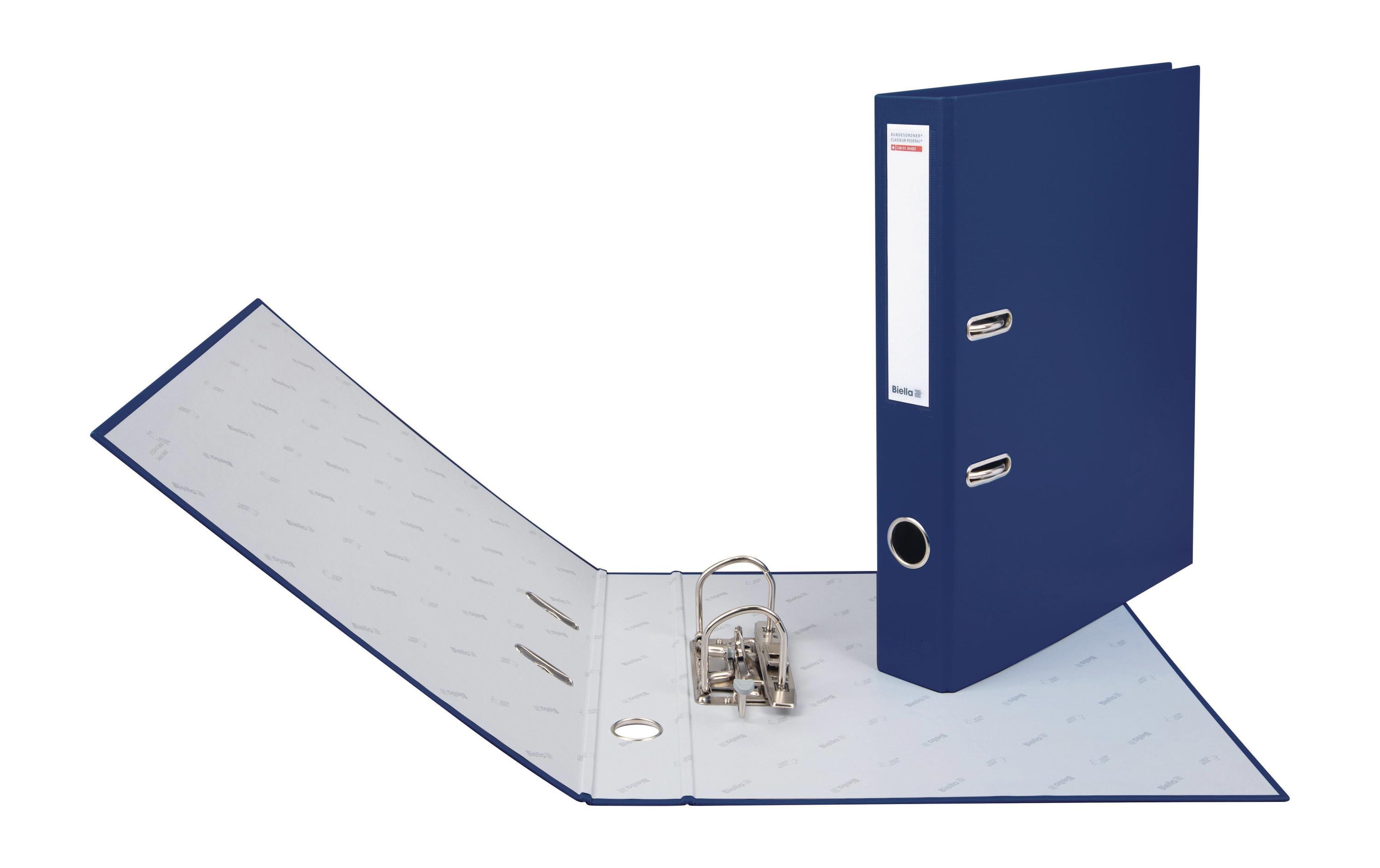 Bundesordner A4 4 cm, MarineblauMit Hebelmechanik Strong und mit Druck-Niederhalter