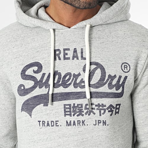 Sweat Capuche Vintage Logo Gris Chiné