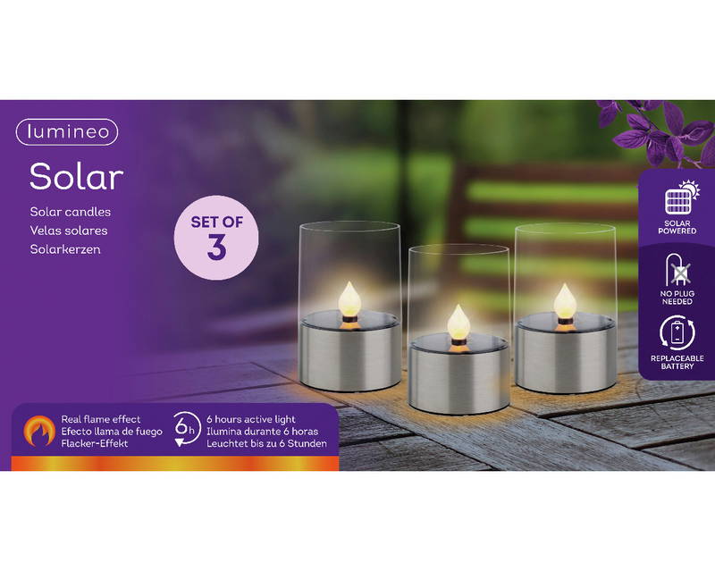 Lumineo Solar Kerzen Set 3 tlg.