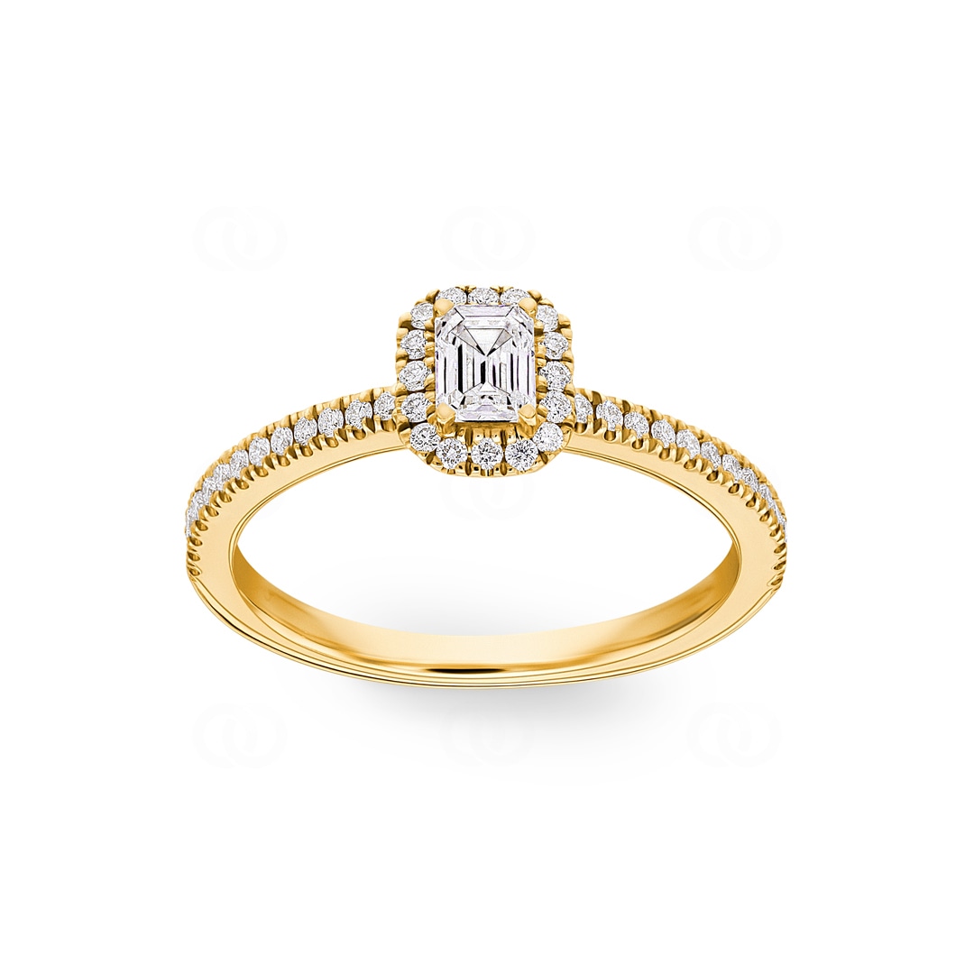 Emerald Halo Diamantring 750/18 K Gelbgold 0.51 ct G/si