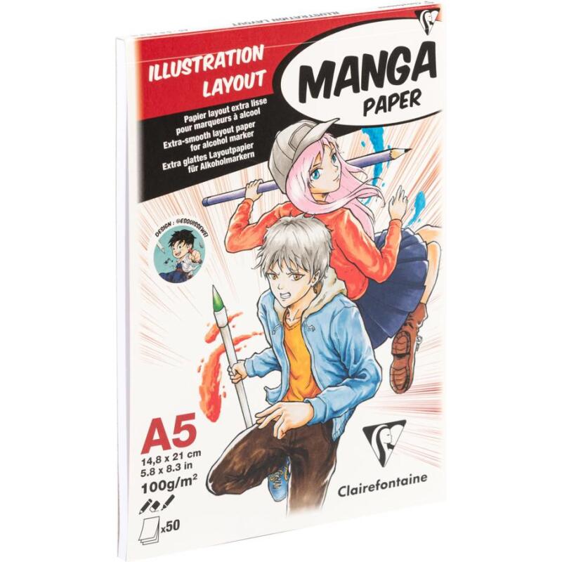 Manga Illustrations bloc collé 50F A5 100g