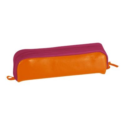 Clairefontaine - Trousse rectangulaire - cuir - bicolore orange/fuchsia