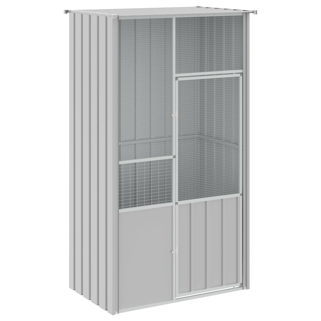 Gaiola para pássaros vidaXL, aço galvanizado, cinza, 115x78x200 cm