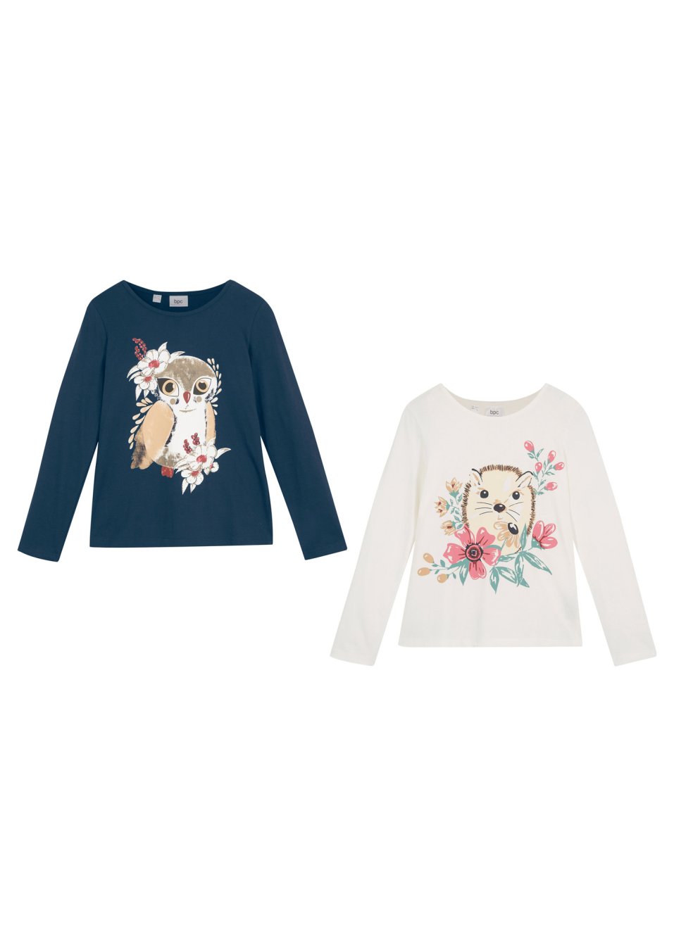 Lot de 2 T-shirts manches longues fille en coton