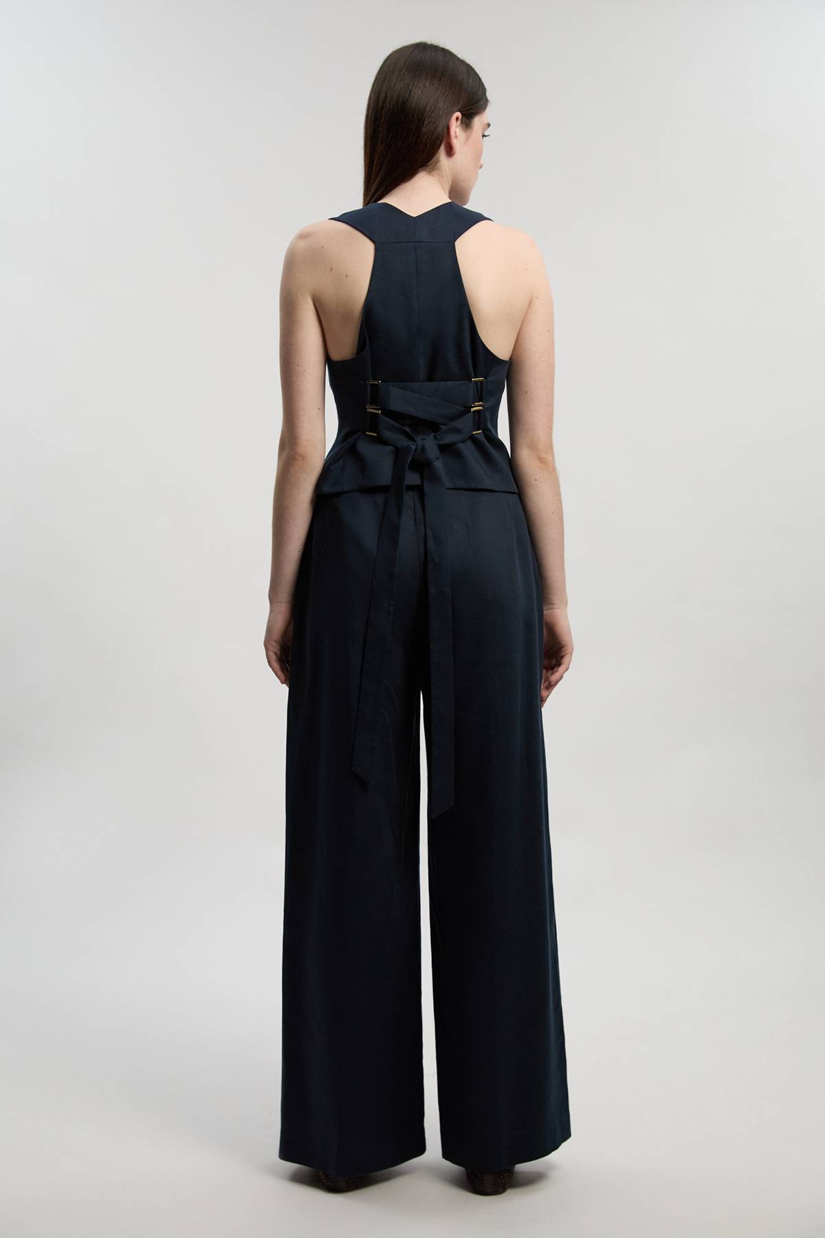 KarenMillen Pantalon Large Tailleur en Lin