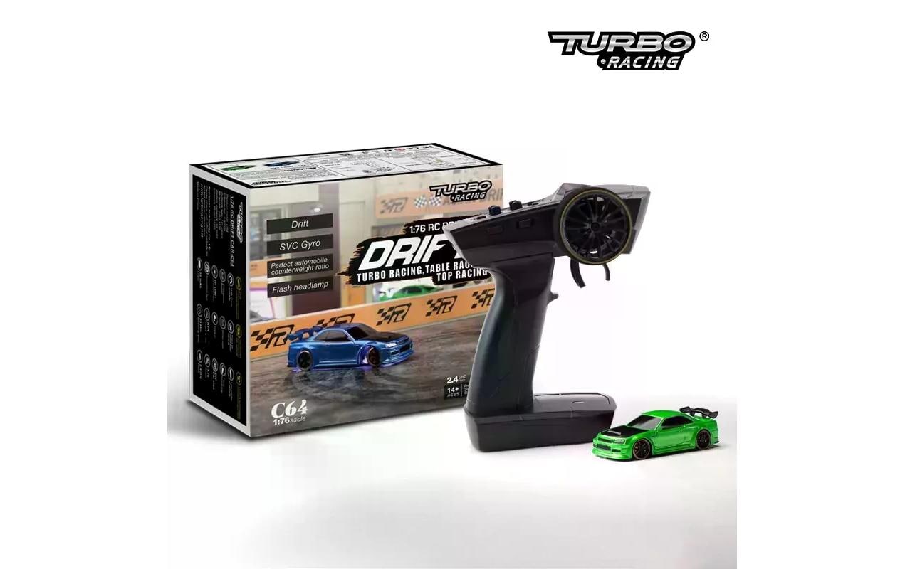 Micro Drift C64, Grün RTR, 1:76Vollwertiges RC-Auto im micro Format