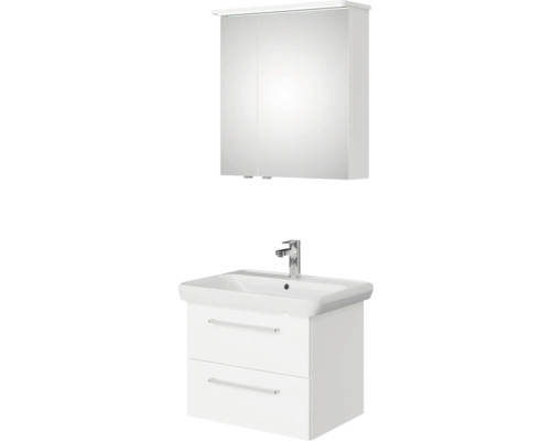 Pelipal Sunline 105 badkamermeubelset (B x H x D 69 x 200 x 48,5 cm), hoogglans witte fronten, met keramische wastafel, badmeubel en spiegelkast met LED-verlichting