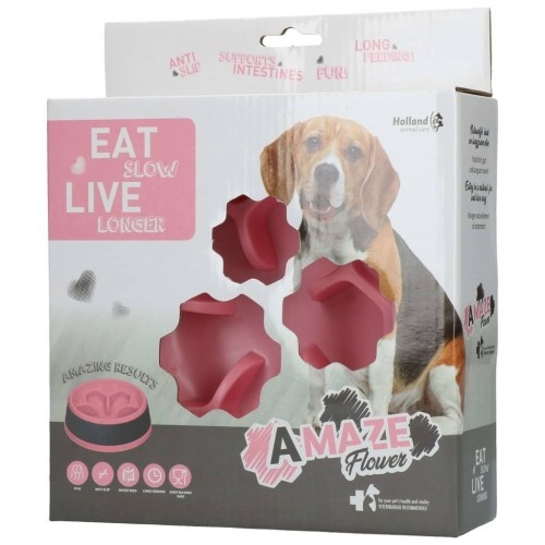 Comedouro lento de design exclusivo para cães, rosa