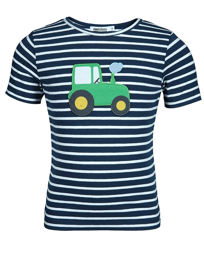 T-Shirt TRAKTOR TOBI gestreift in dunkelblau/weiß