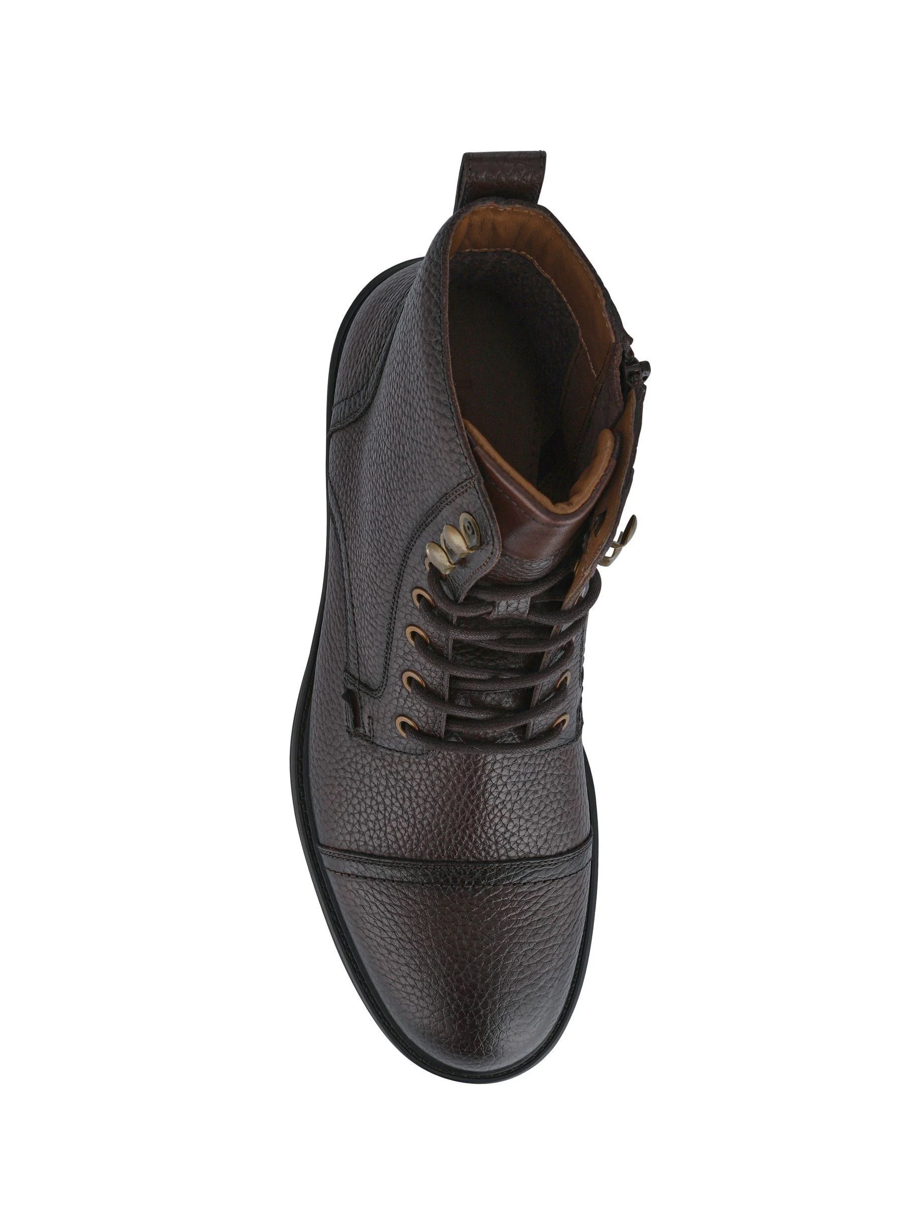 Bruin - Jones Bootmaker Davide leren militaire laarzen met wijde pasvorm