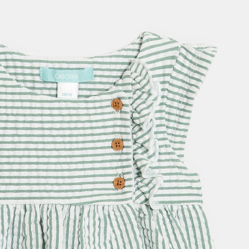 Robe rayée seersucker vert bébé fille Vert