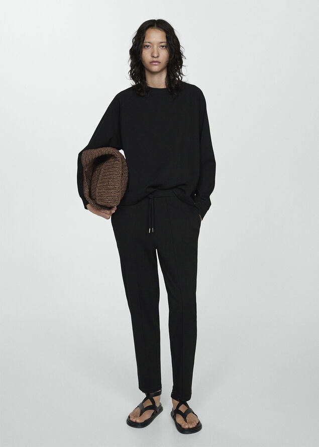 MANGO Decorative stitching sweatshirt Black
