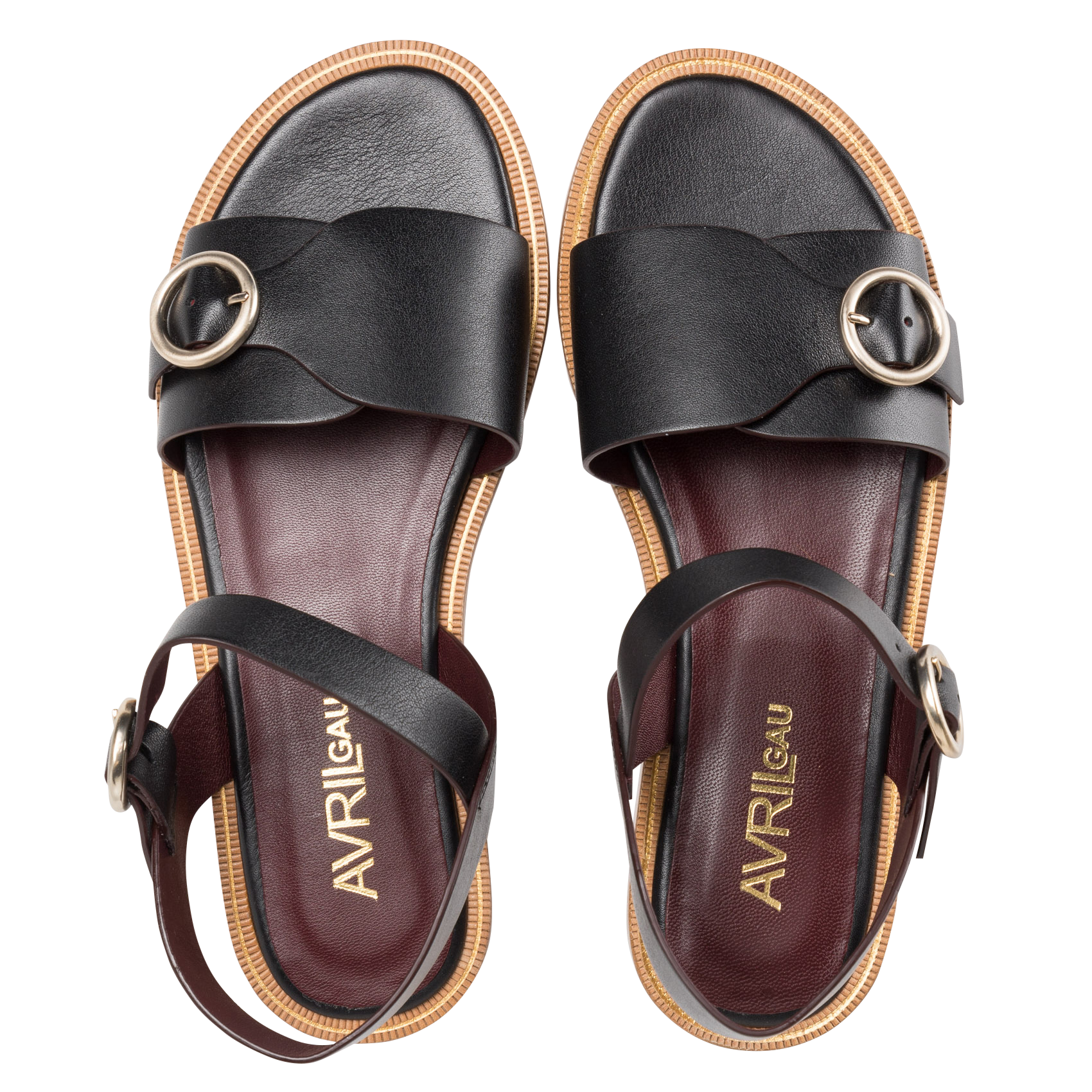 THAUN OSLO - Sandales plates en cuir| Noir