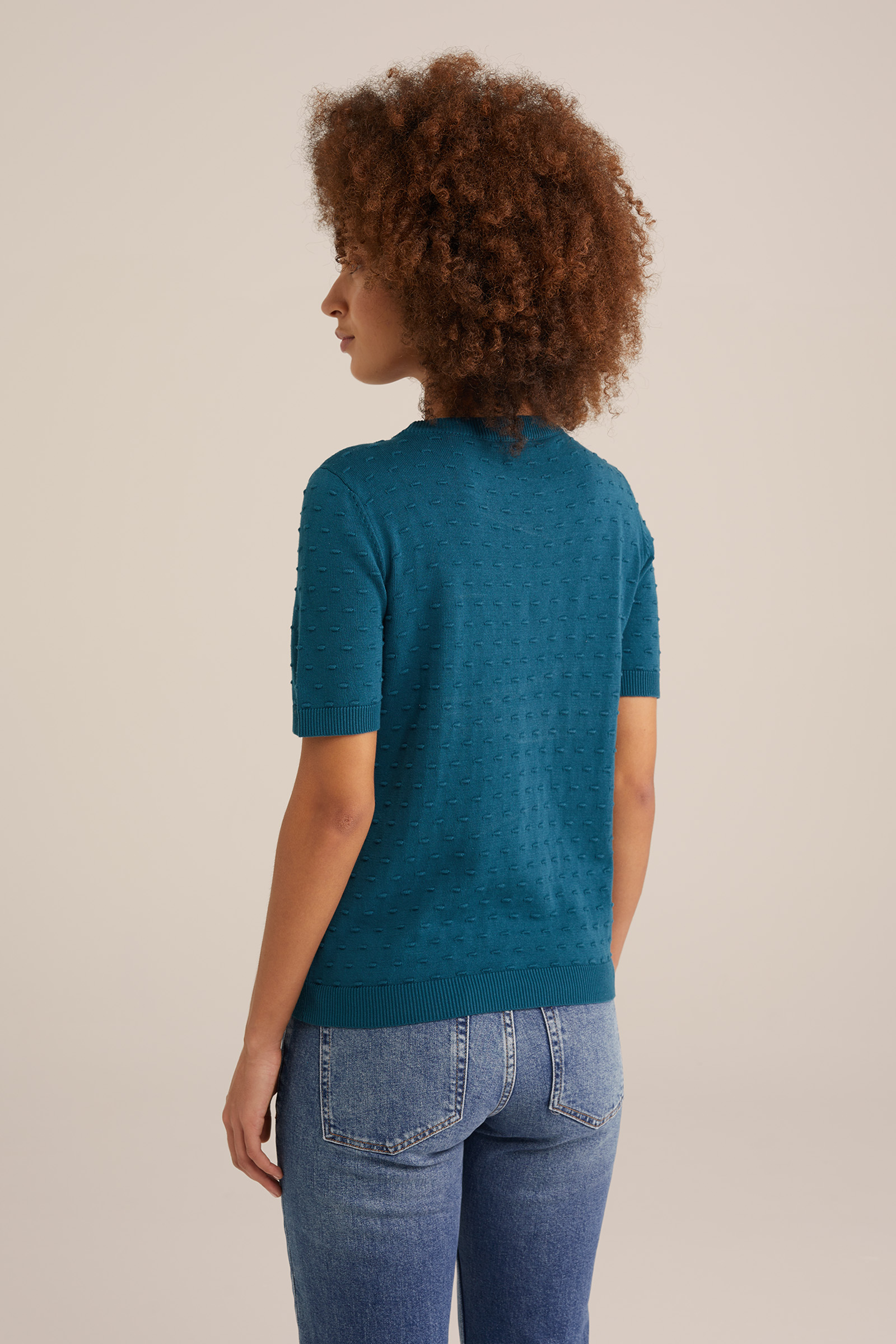 trui met structuur WE Fashion Zeegroen