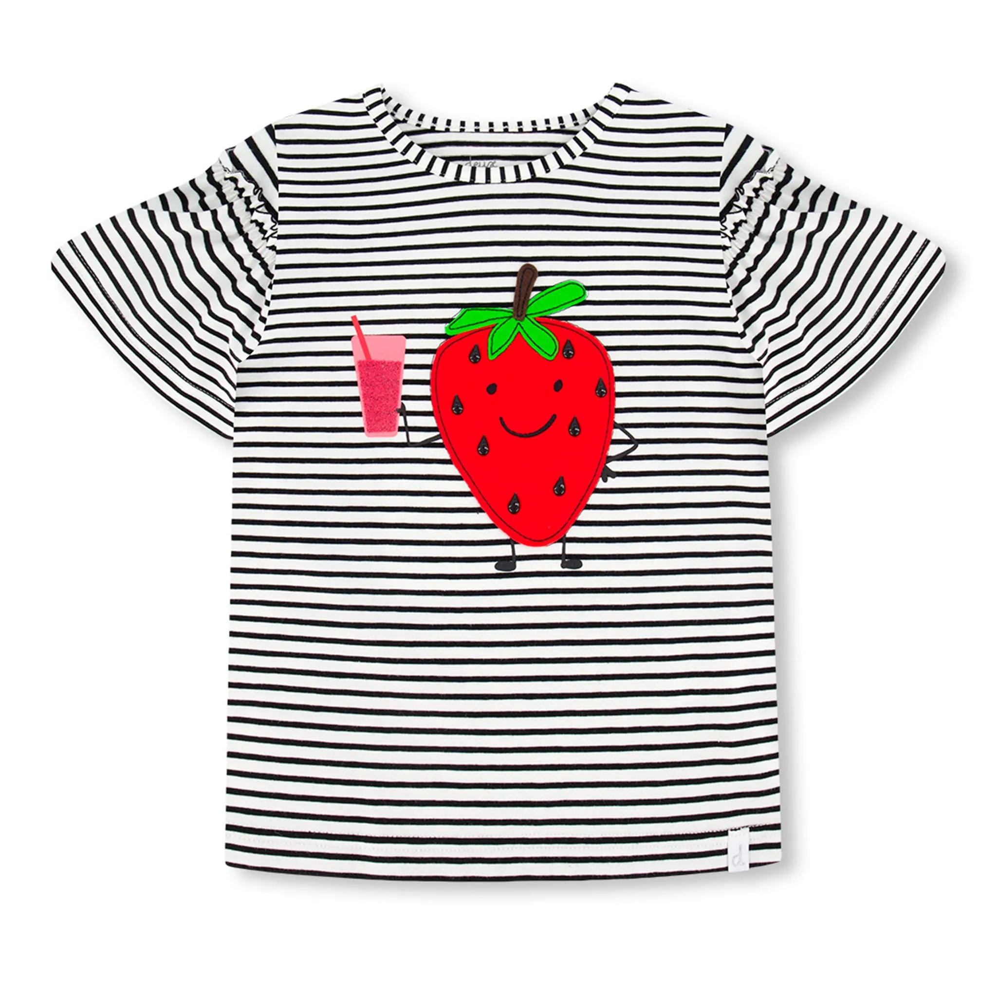 Deux par Deux T-shirt Rayé Fraise 3-6ans