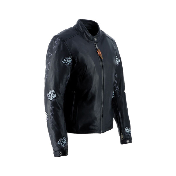 Helstons - Blouson femme Rosa - Cuir Soft Noir / Bleu
