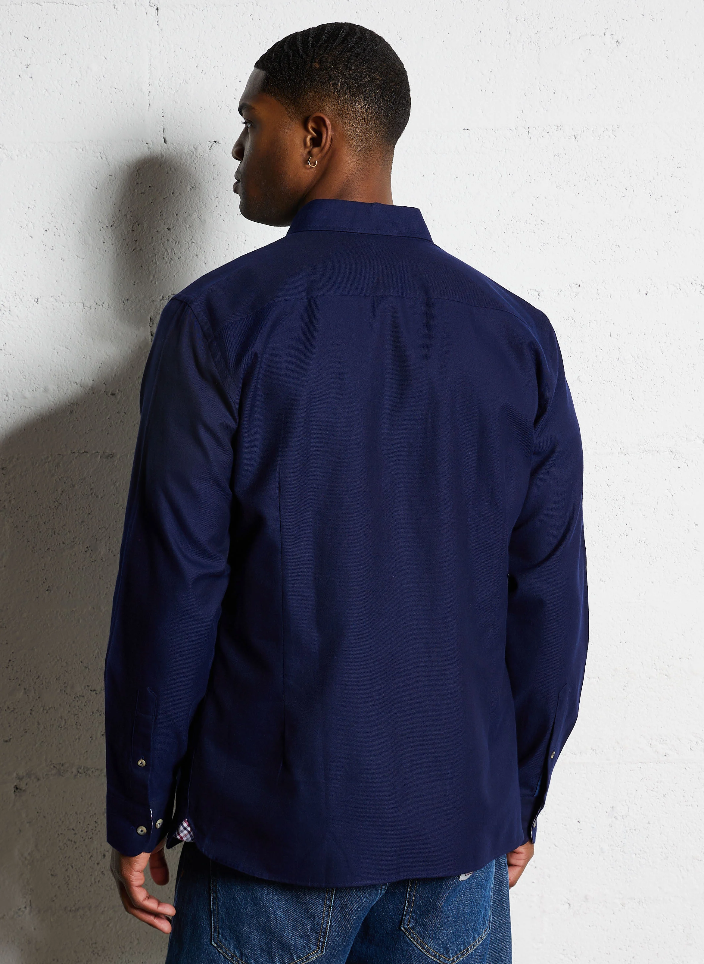 Chemise droite en coton | Bleu