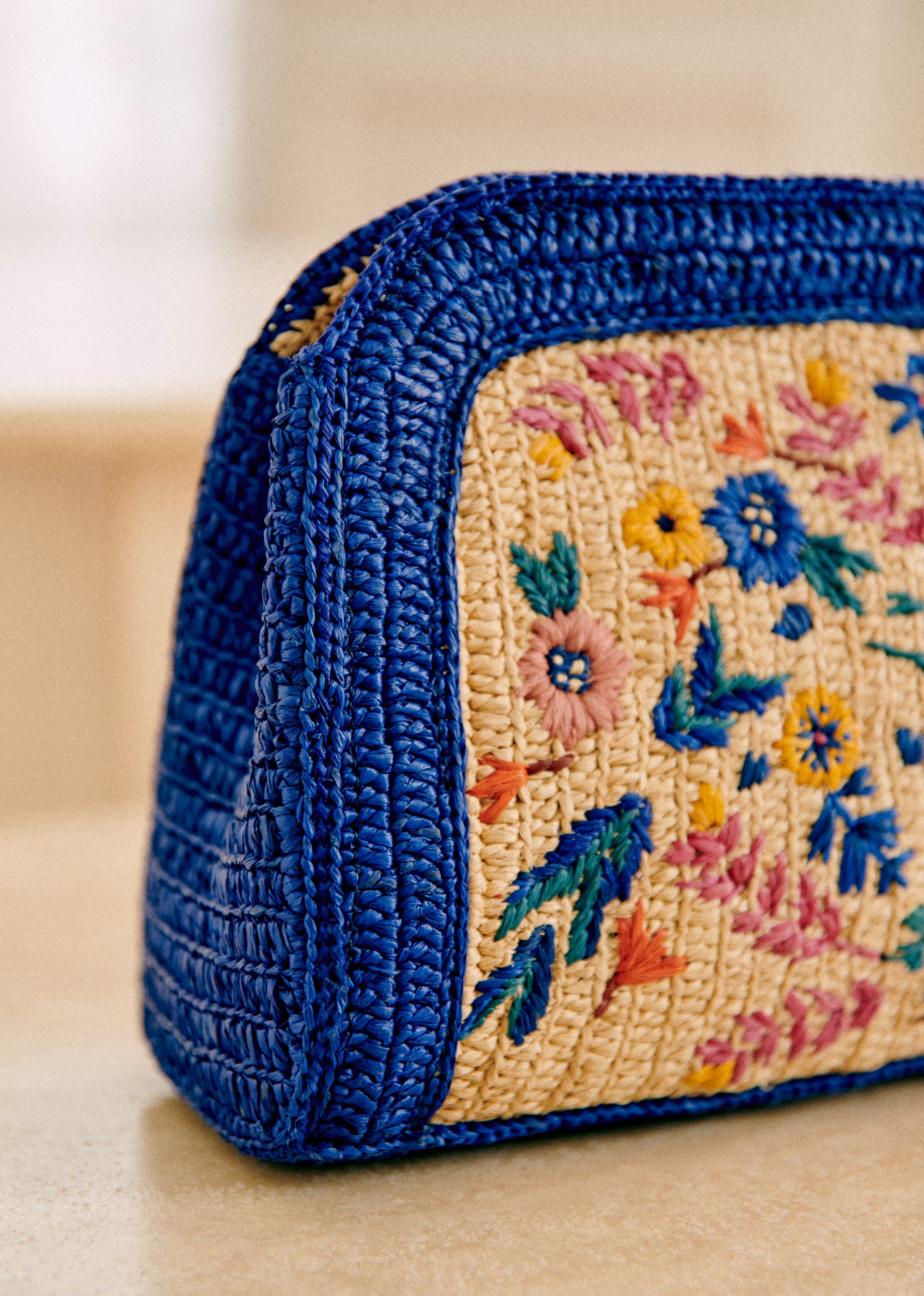 Pochette Carla - Raphia broderie fleurs multi - SACS/NEW SACS Nos Paniers 5906411