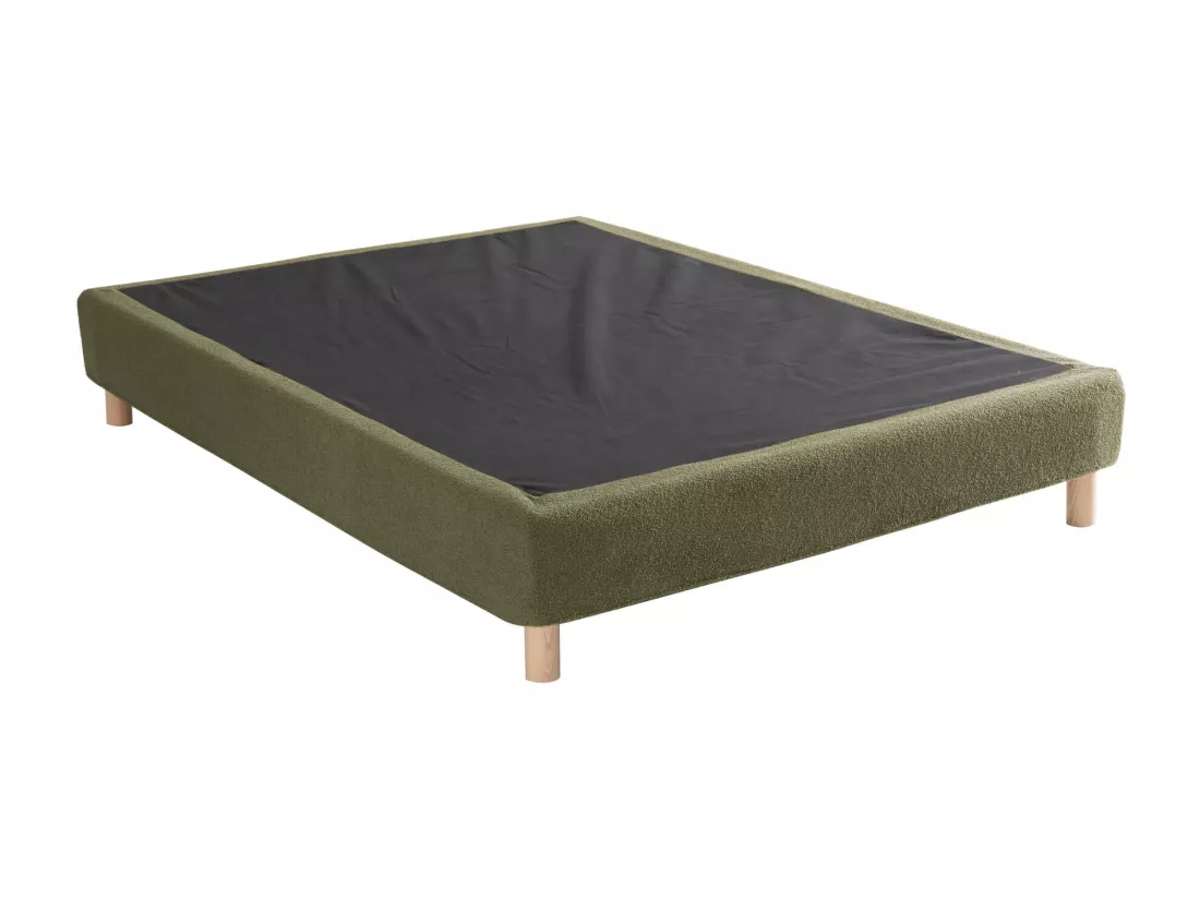 Cache-sommier bouclette intégral kaki 90x190 - Boucletta