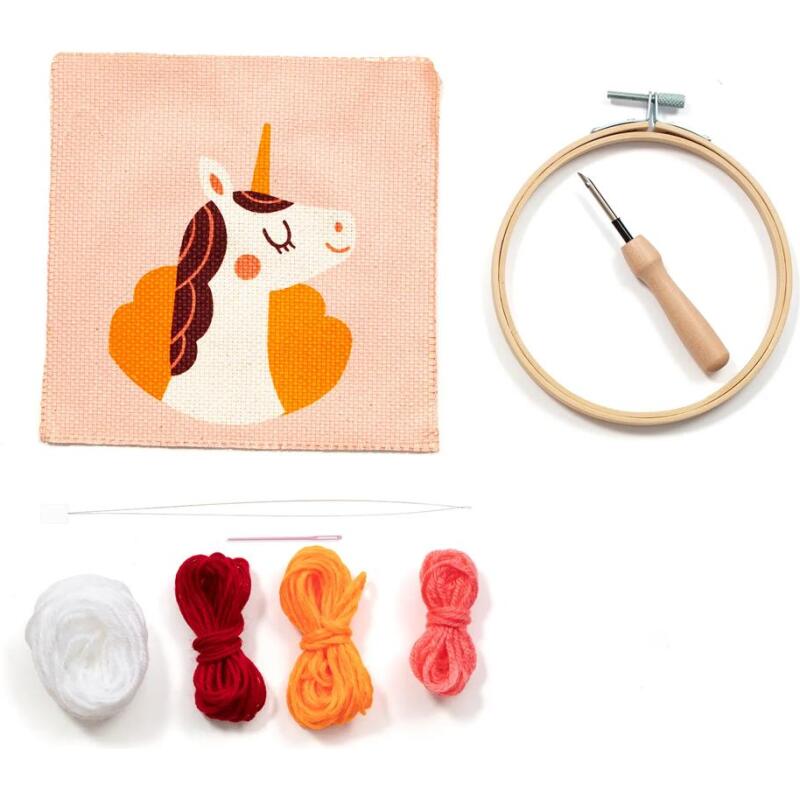 Punch Needle, Licorne - Rose