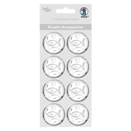 URSUS Kreativ Accessoires Charity, 8 Stück, Fisch silber