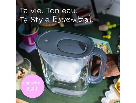 BRITA - Carafe Style essential - 2,4 l - bleu minéral - style