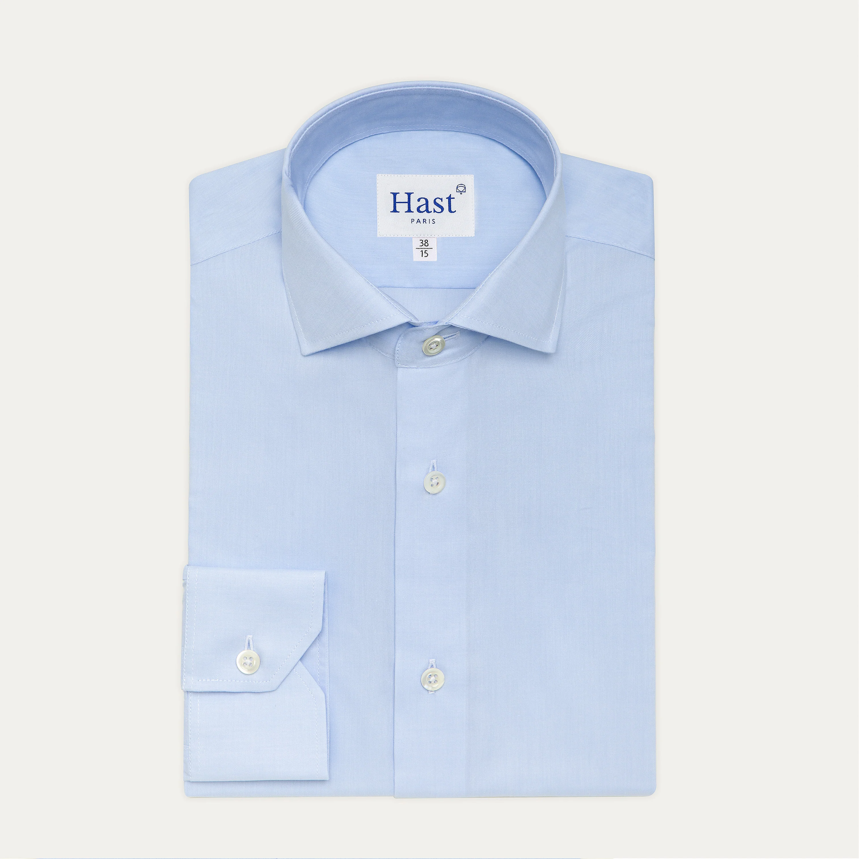 Fitted shirt in natural stretch blue twill