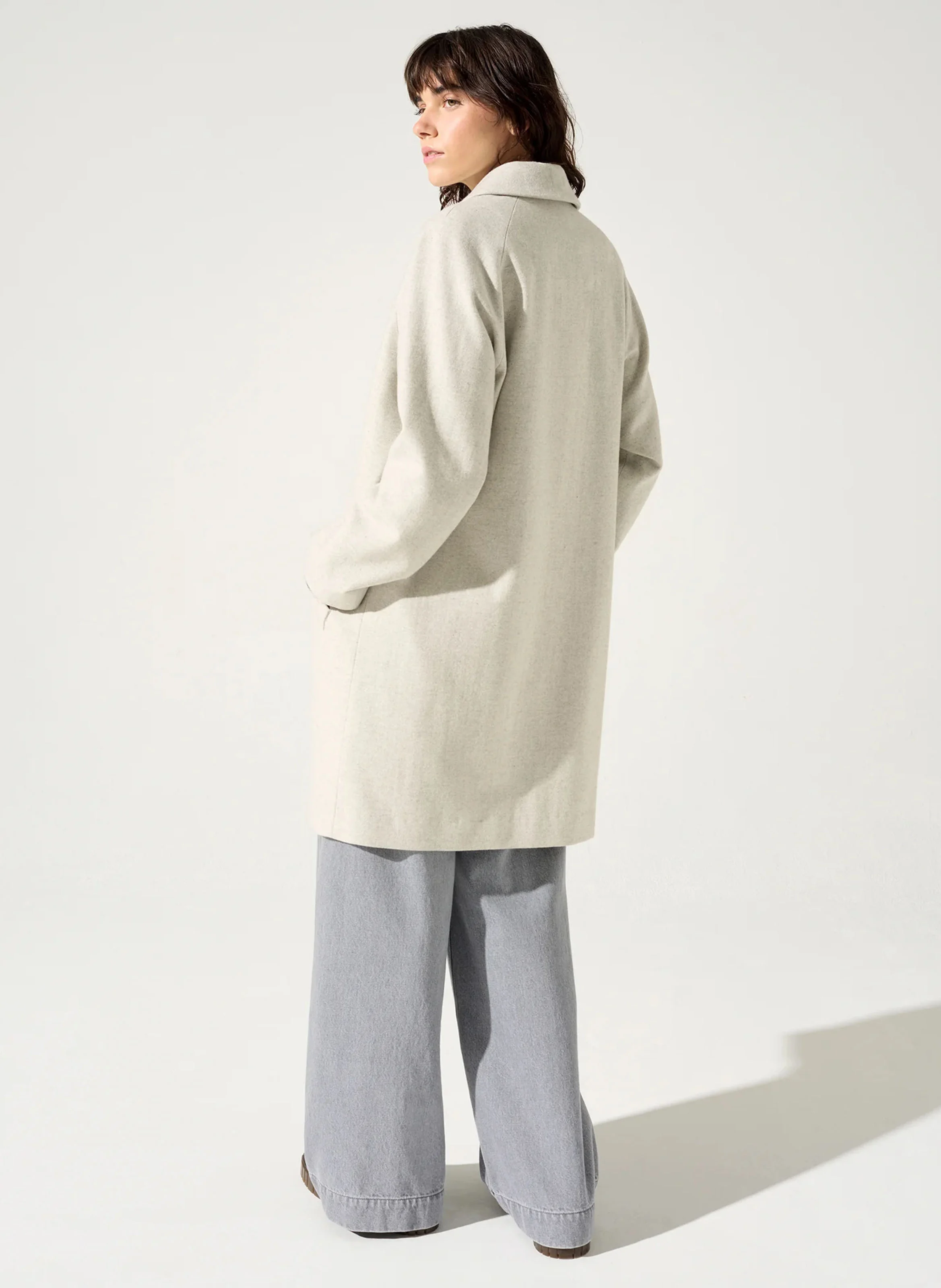 LOREN - Manteau ample col tailleur en laine mélangée | Gris