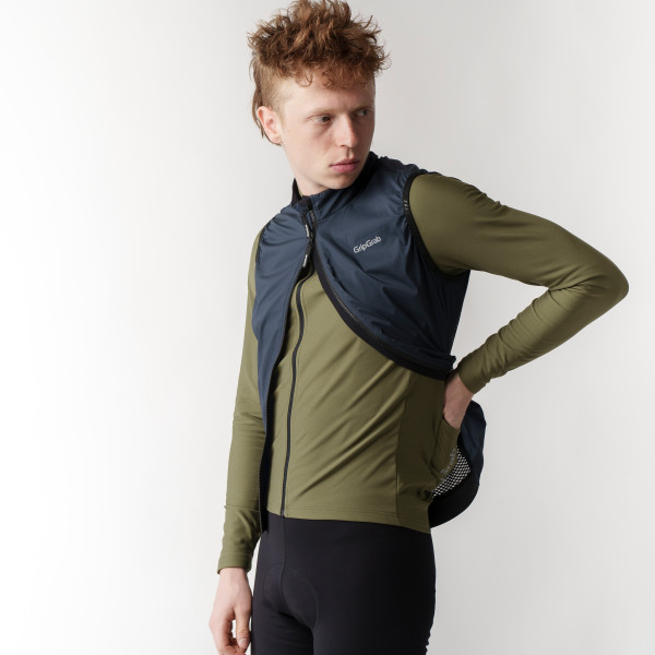 GripGrab PACR vindtæt cykelvest Navy Blue herre