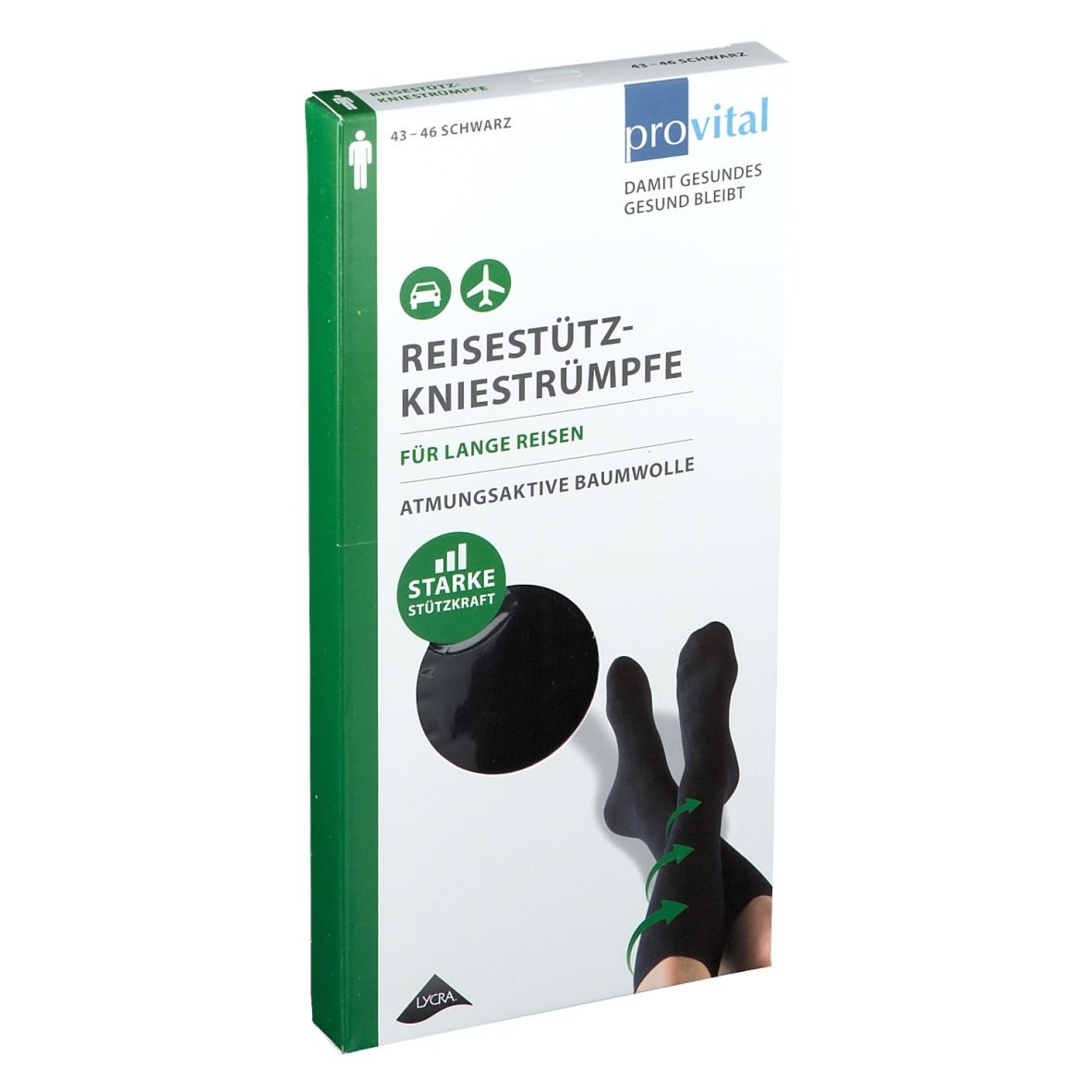provital Reisekniestrümpfe Gr. 43 - 46 schwarz