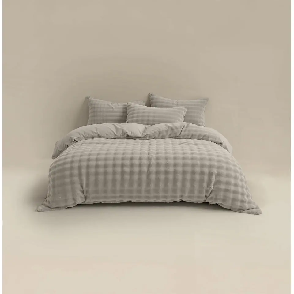Dekbedovertrek 140x220 – Pompom Design & Warm Flanel Fleece - Beige