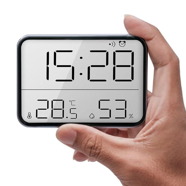Digitalt vækkeur LCD-ur med kalender temperatur og luftfugtighed