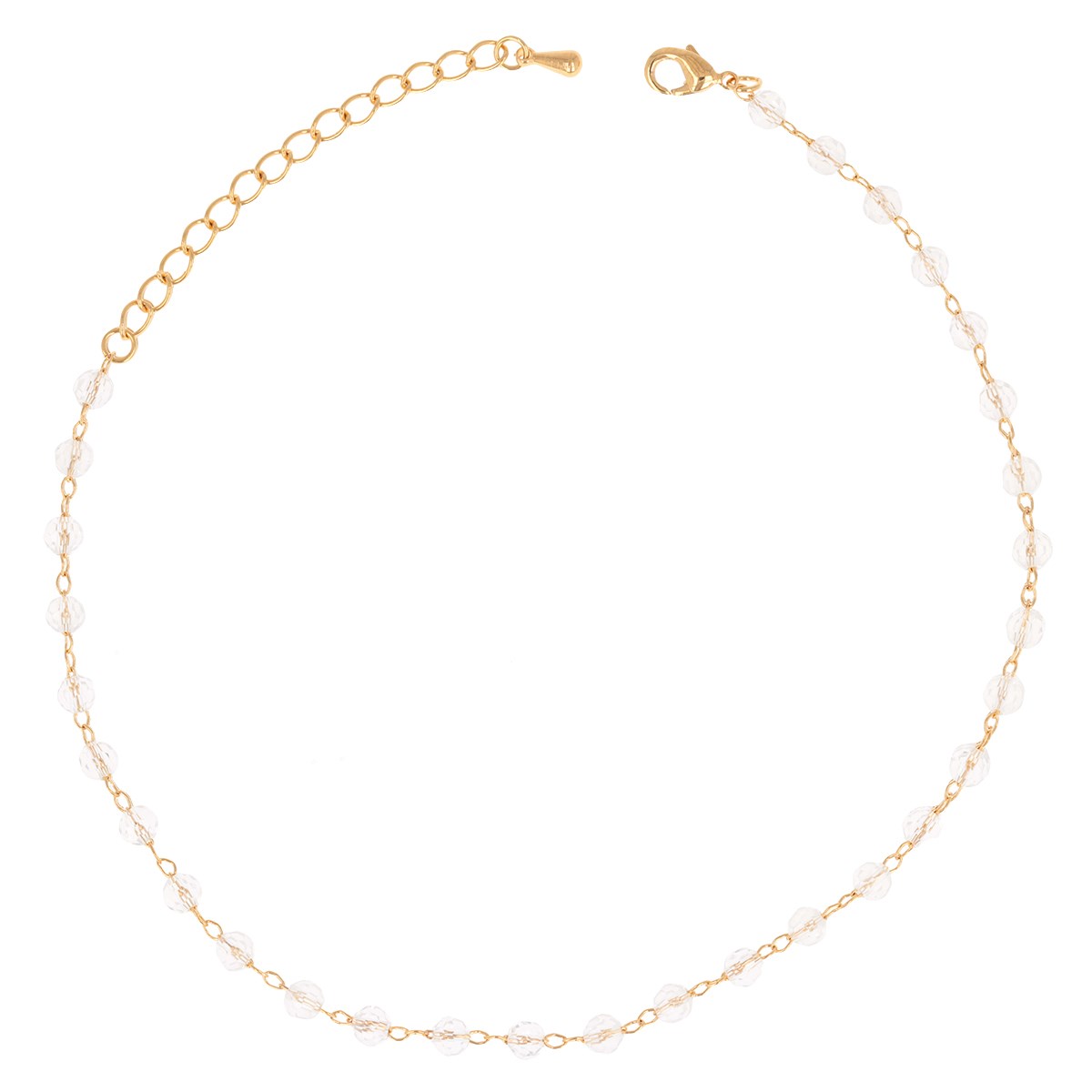 Chaîne de cheville plaqué or avec crystal blanc 25cm