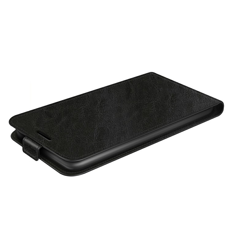 iPhone 16e Leder Tasche Flip Cover Vertikal im Retro Look mit Kartenfach - Schwarz