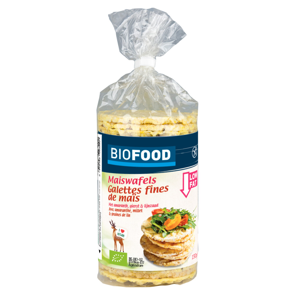 3x Damhert Biofood Maiswafels Met Lijnzaad BIO150 gr
