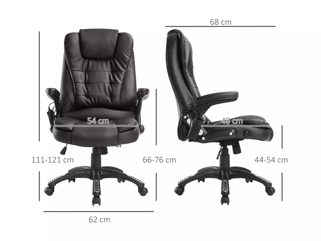 Fauteuil de bureau direction pivotant massant chauffant électrique revêtement synthétique chocolat