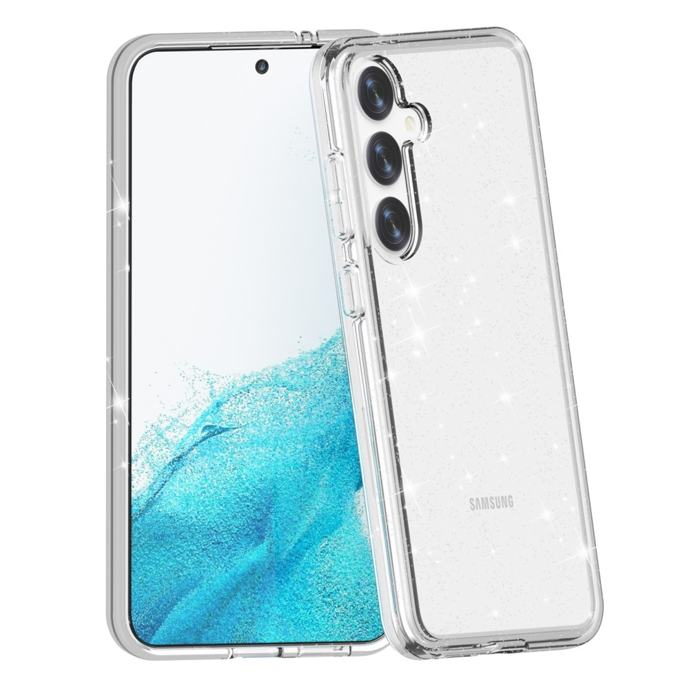 Samsung Galaxy S24 Hybrid Hardcase Schutzhülle im Glitzer Design - Silber / Transparent