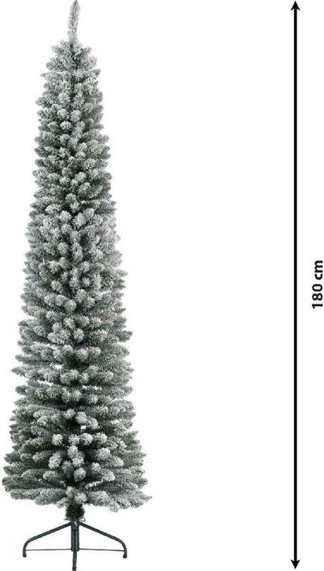 Everlands - Kunstkerstboom Pencil Pine - Besneeuwd - 180 cm - Smalle Kerstboom