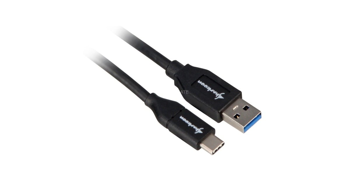 SharkoonUSB 3.1 Gen 2-A > USB-C kabel  (Zwart, 1 meter)