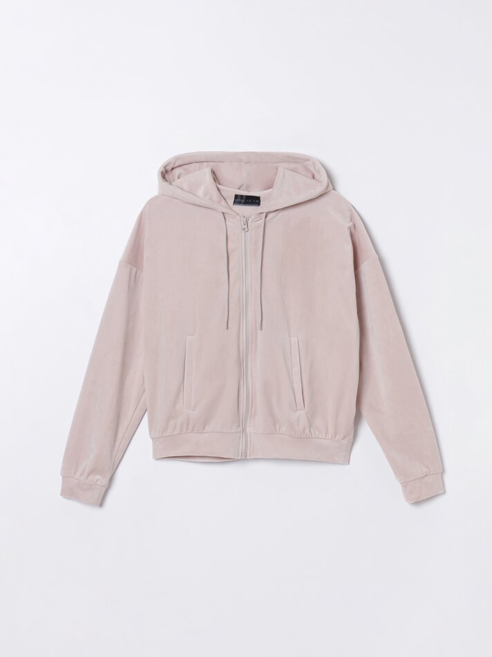 Jaqueta de veludo estilo moletom - Rosa claro